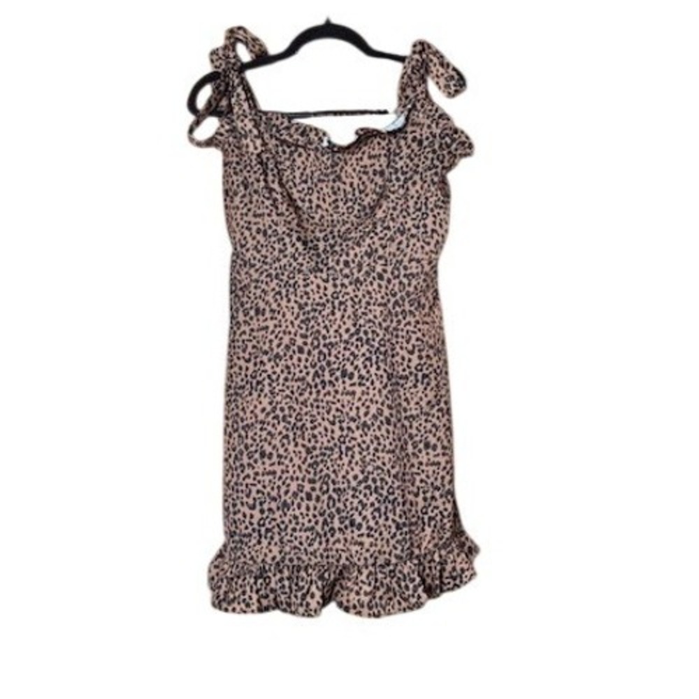 SHEIN Mini Dress Womens Large Leopard Print Tie Shoulder Coverup Mini Sundress